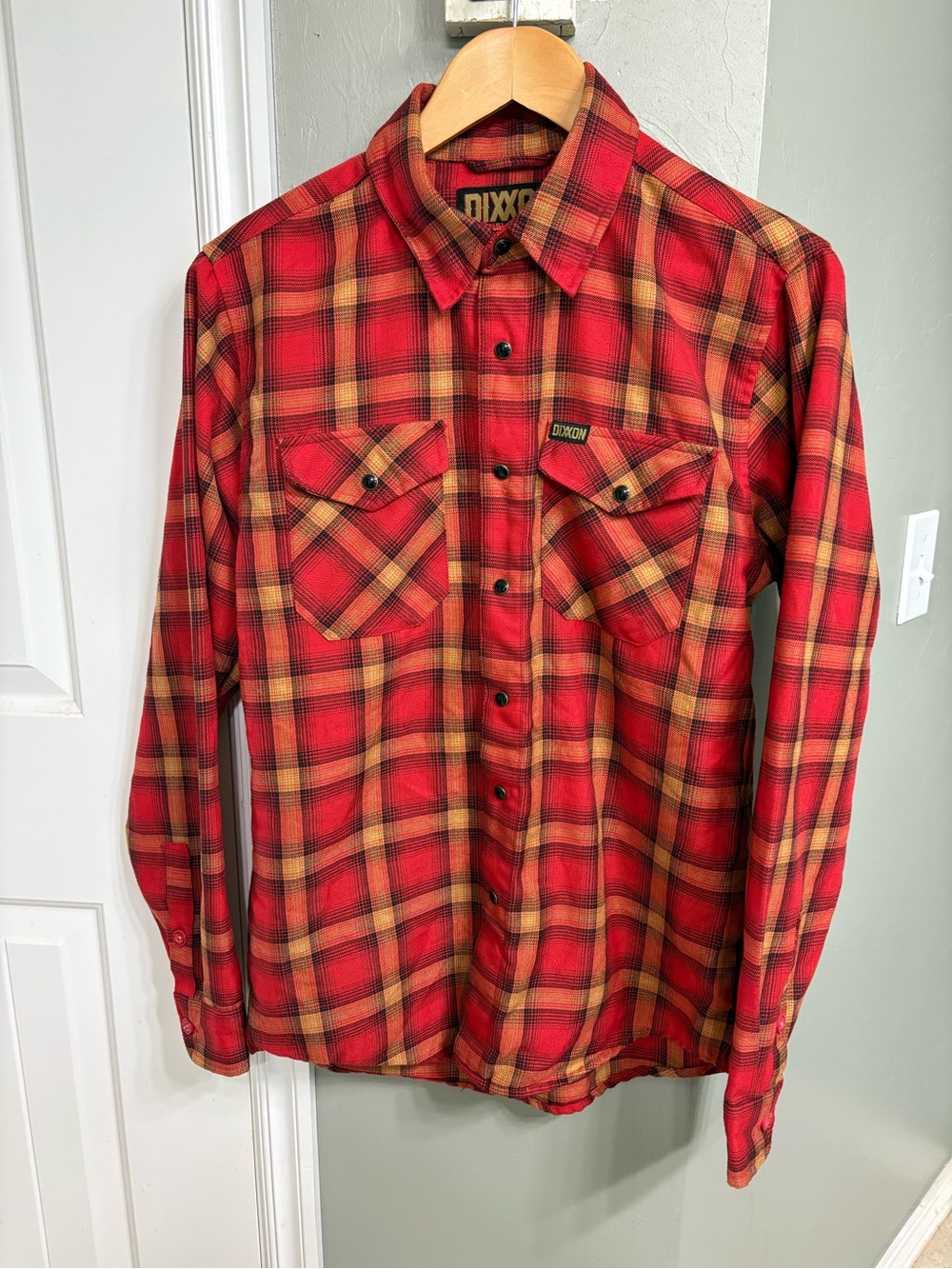 DIXXON Red and Tan Plaid Snap Down Work Shirt